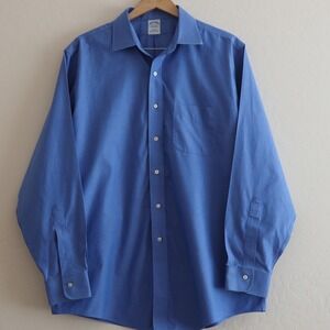 Brooks Brothers Supima Cotton Blue Dress Shirt Men's 17-35 Slim Fit Non-Iron